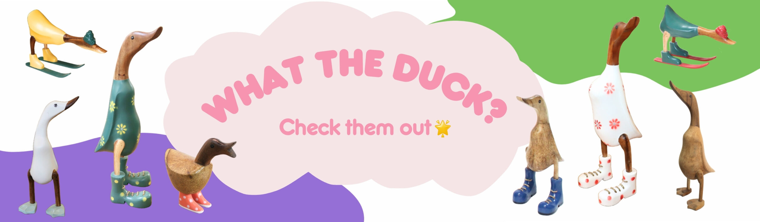 Handcarved Wooden Duck Figurine with Blue Boots Small